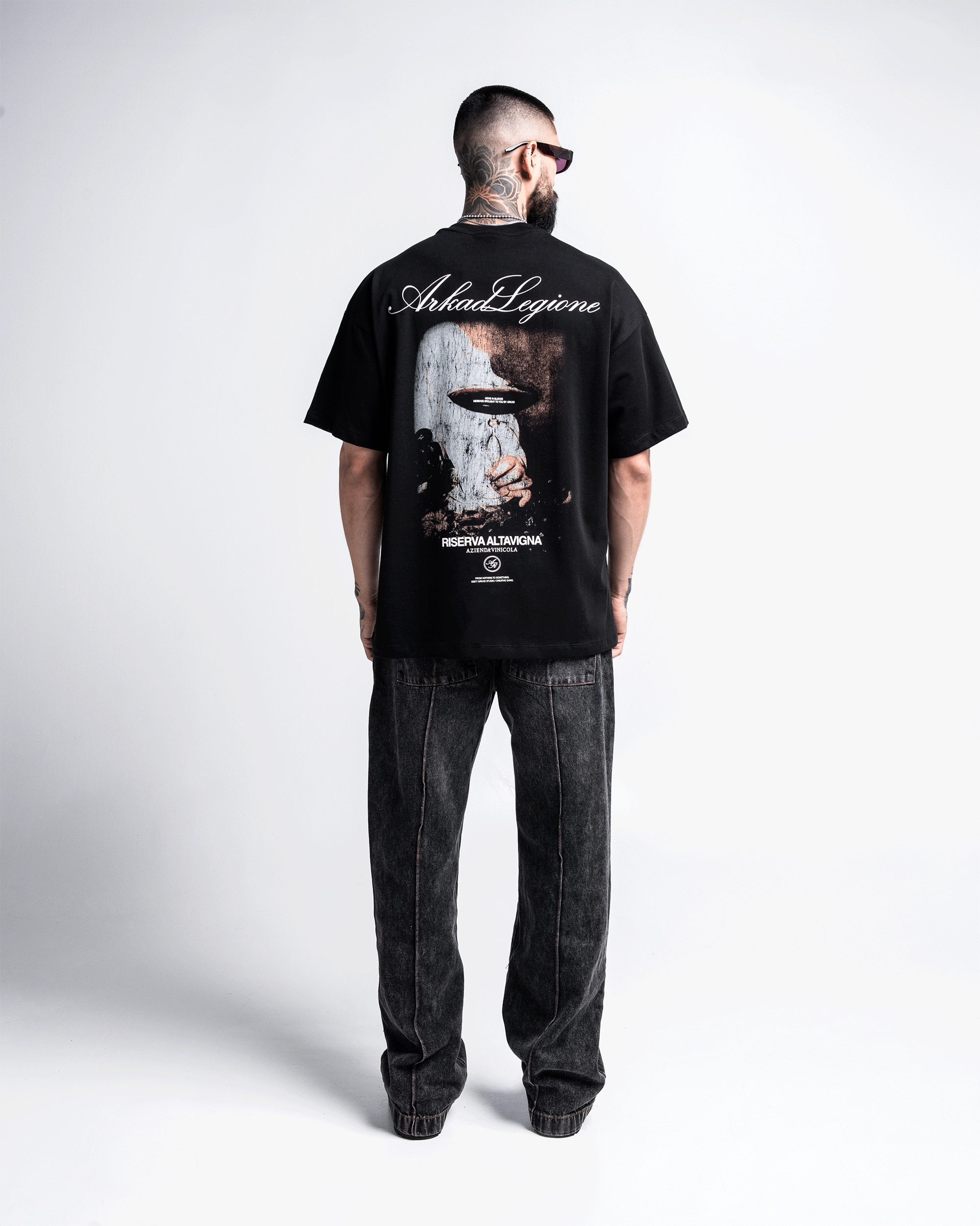 Pintuck Denim Pant Negro
