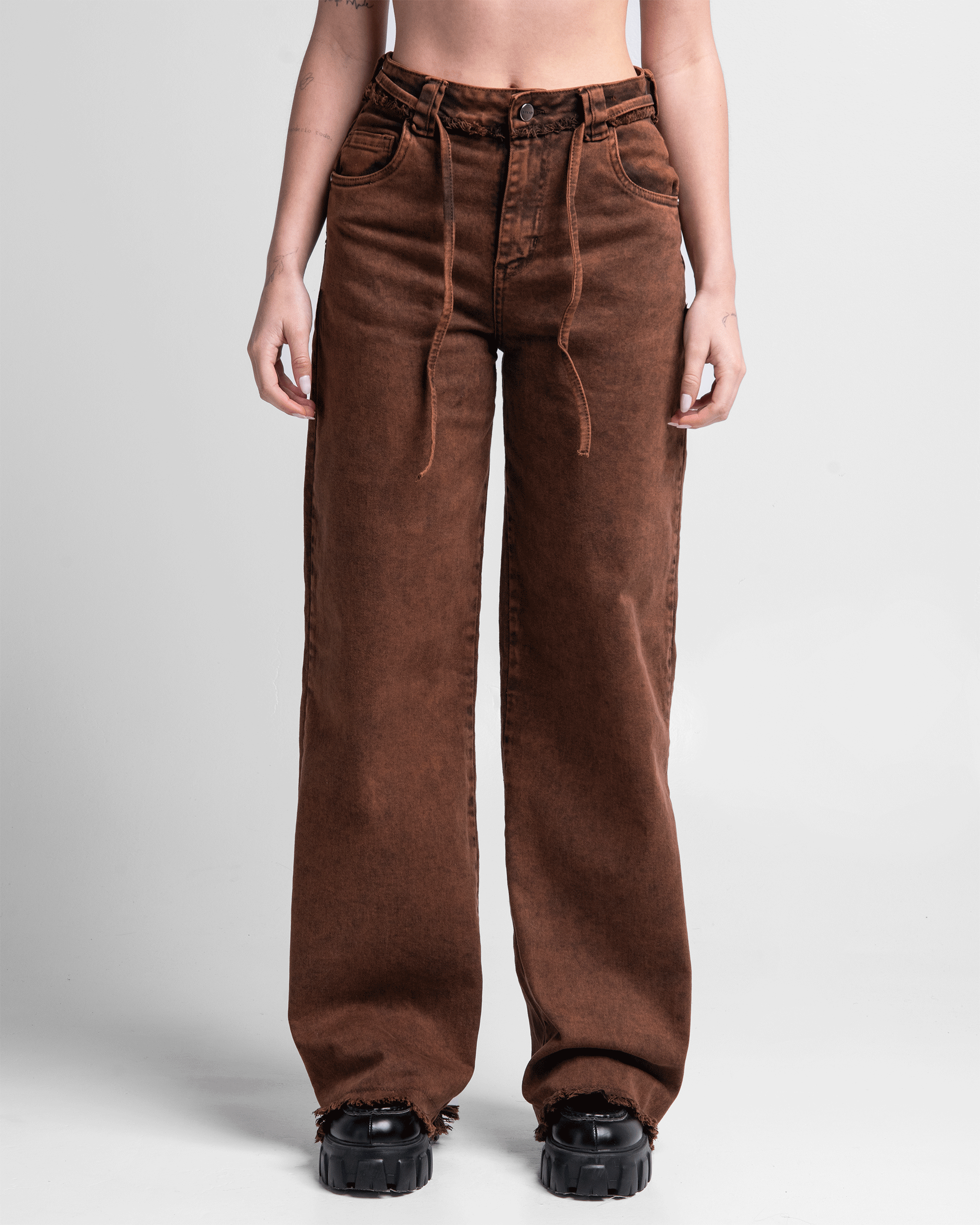 Jean Acid Wash Cafe Mujer