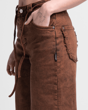 Jean Acid Wash Cafe Mujer