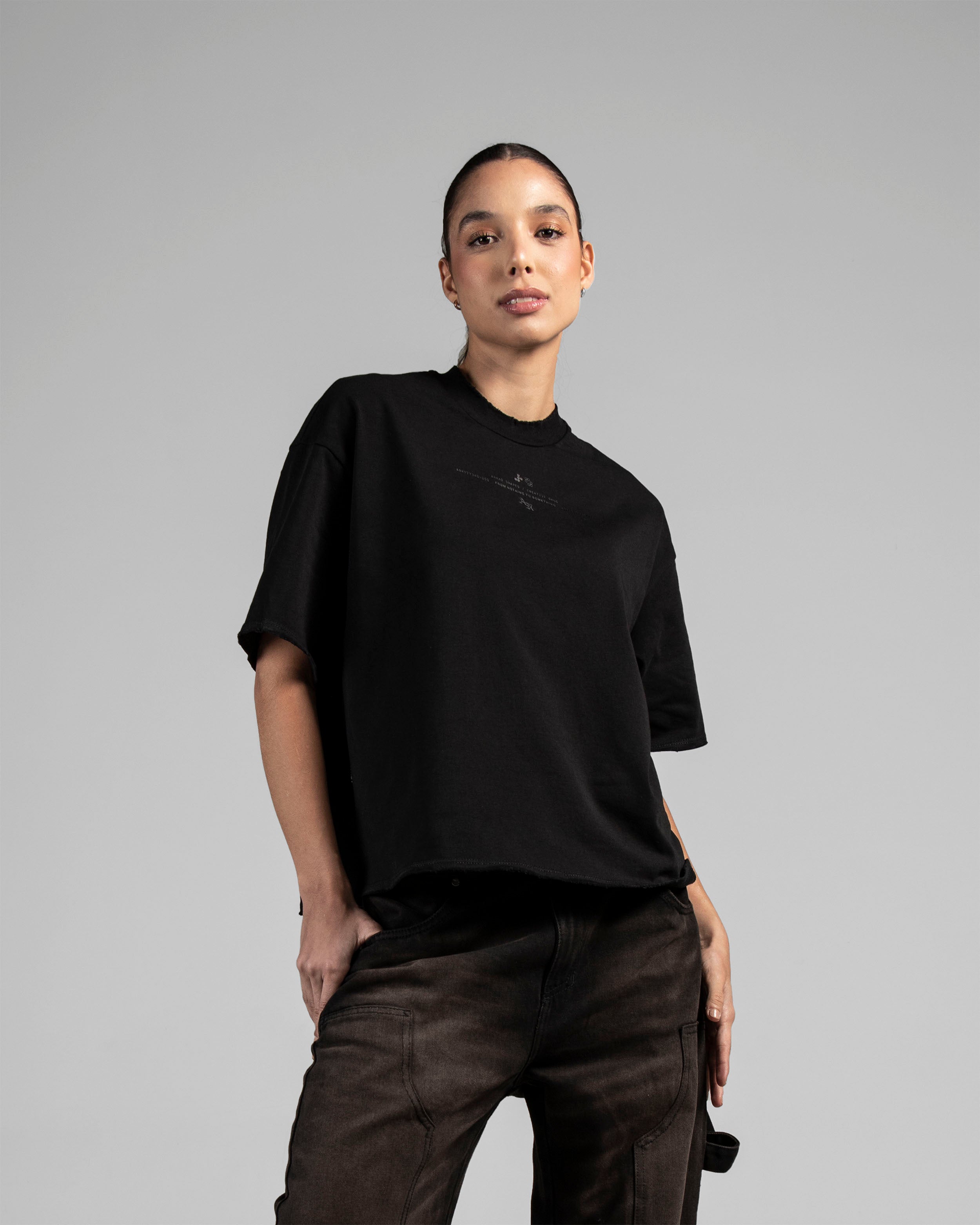 Tshirt Negro Con Negro Arkad Shapes -  Boxy Fit