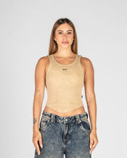 Tank Top Washed Rib Caqui