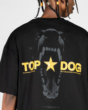Tshirt Boxy Fit Negra Topdog Logo Amarillo
