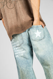 Jean Dirty Estampado Blanco Top Dog