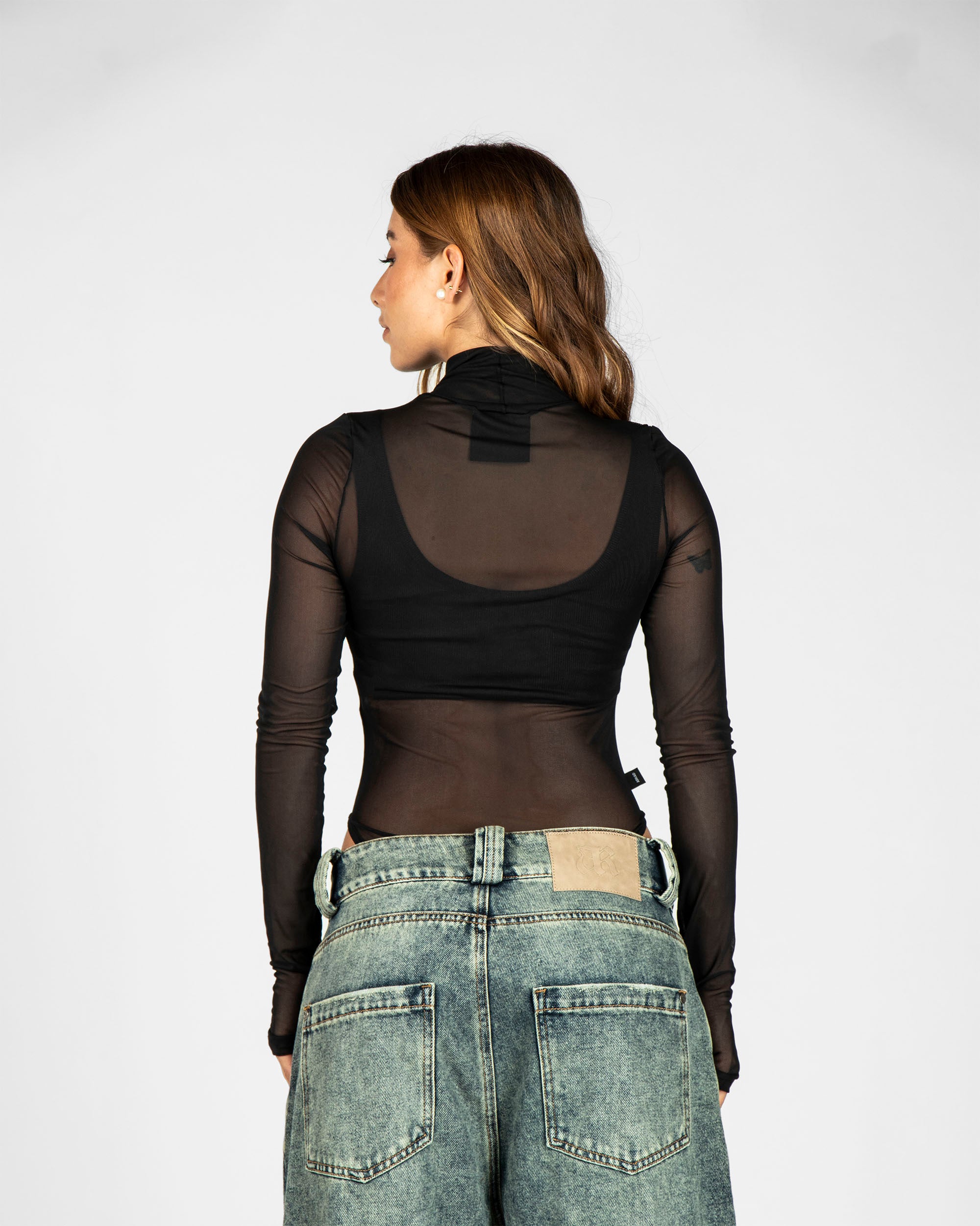 Bodysuit Mesh Cortes Negro