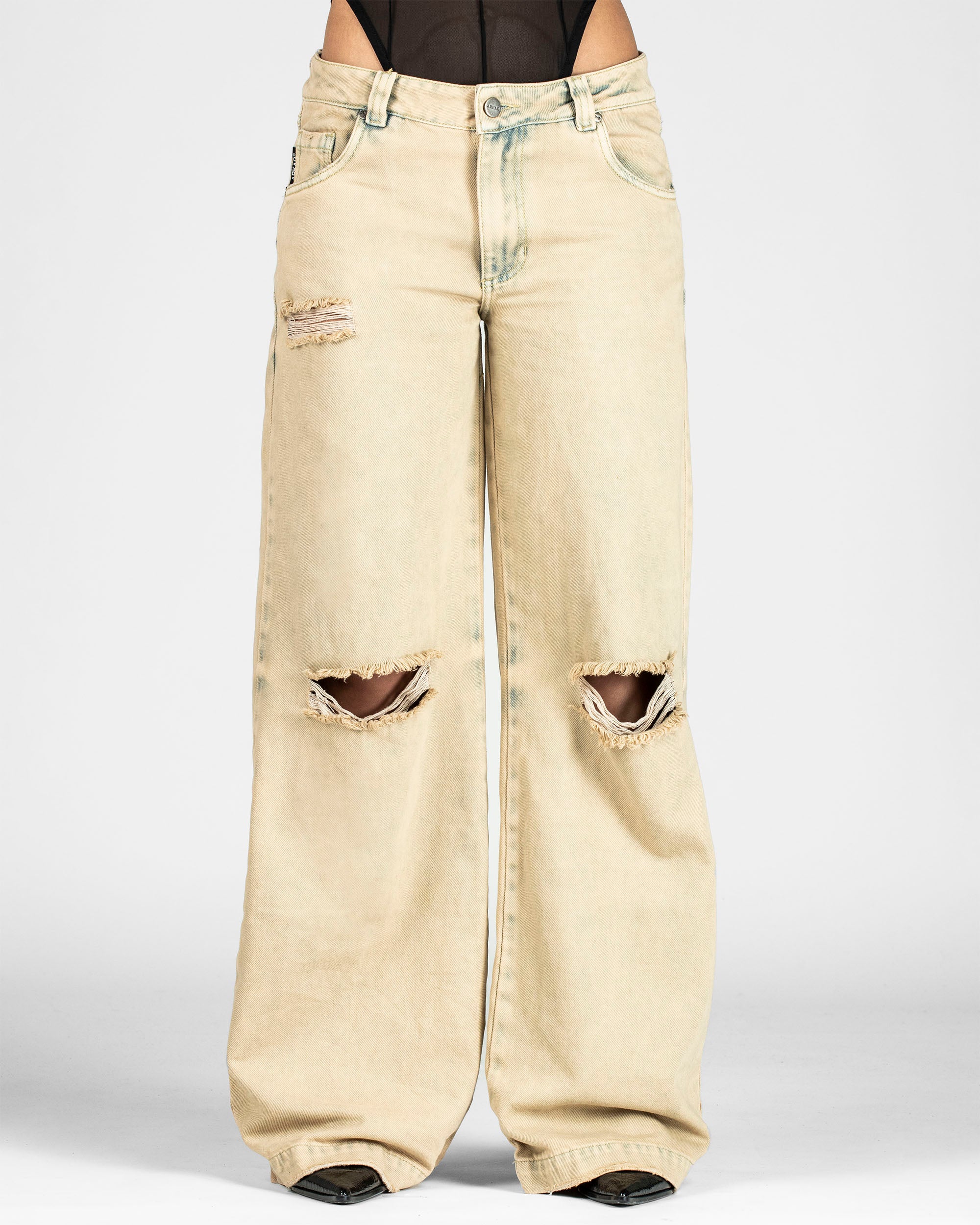 Washed Jean Caqui Destroyed Mujer