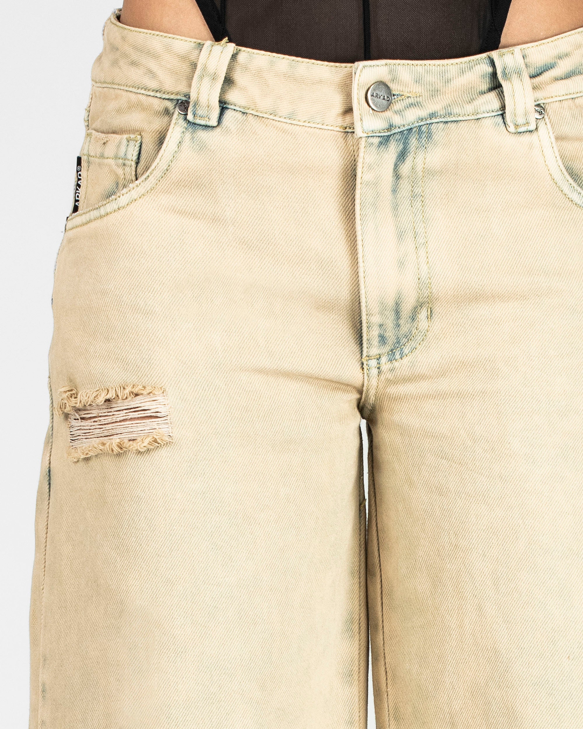 Washed Jean Caqui Destroyed Mujer
