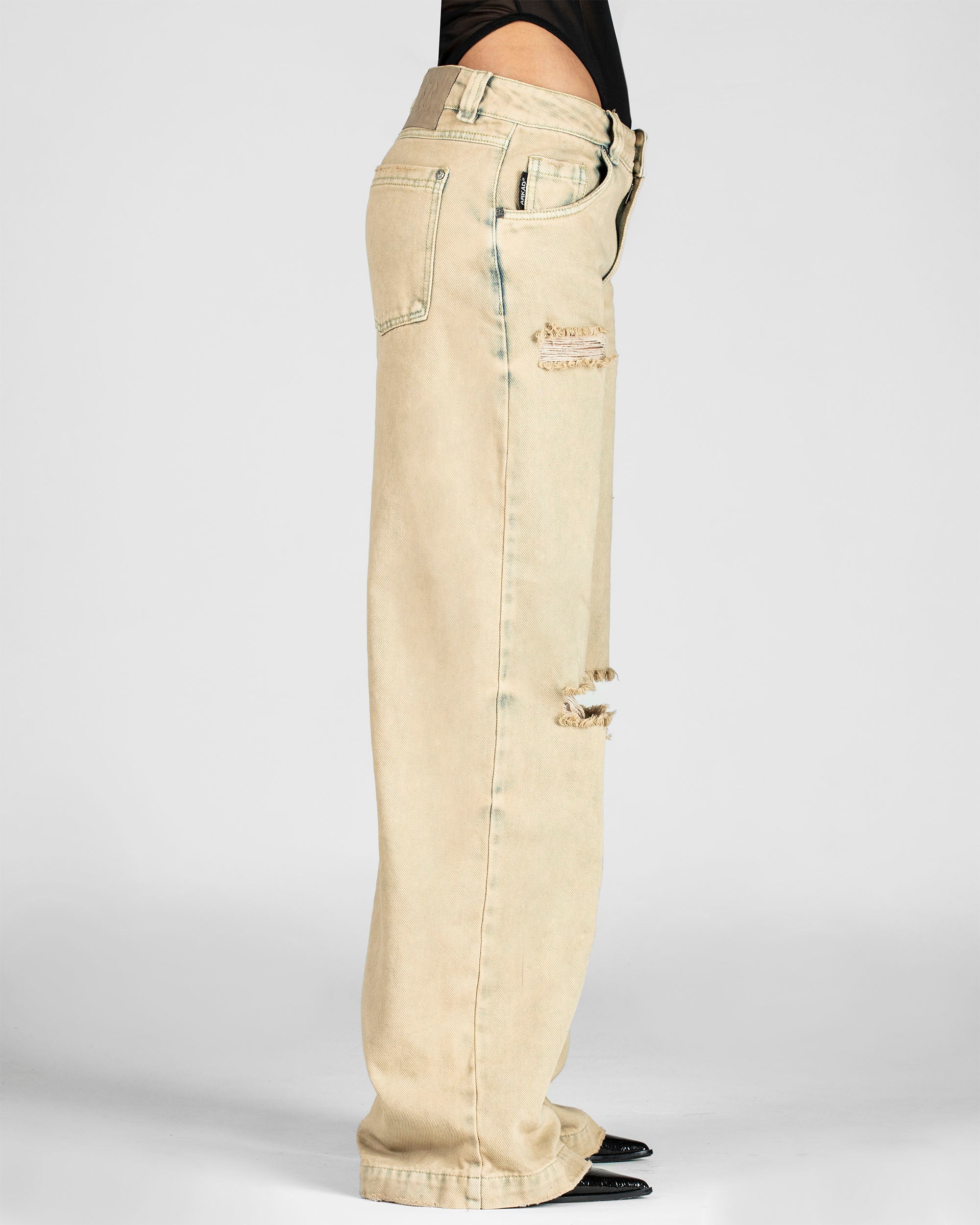 Washed Jean Caqui Destroyed Mujer