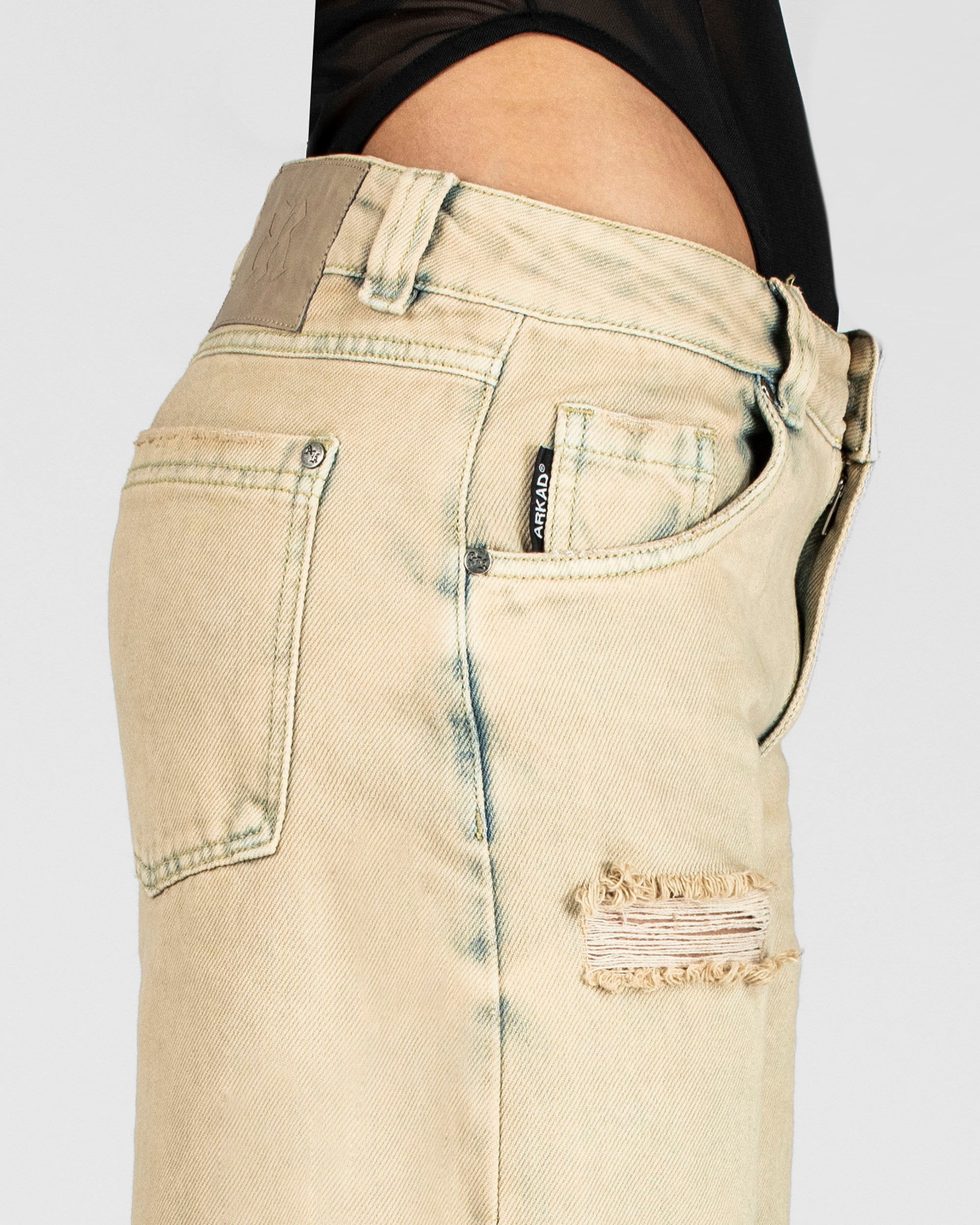 Washed Jean Caqui Destroyed Mujer