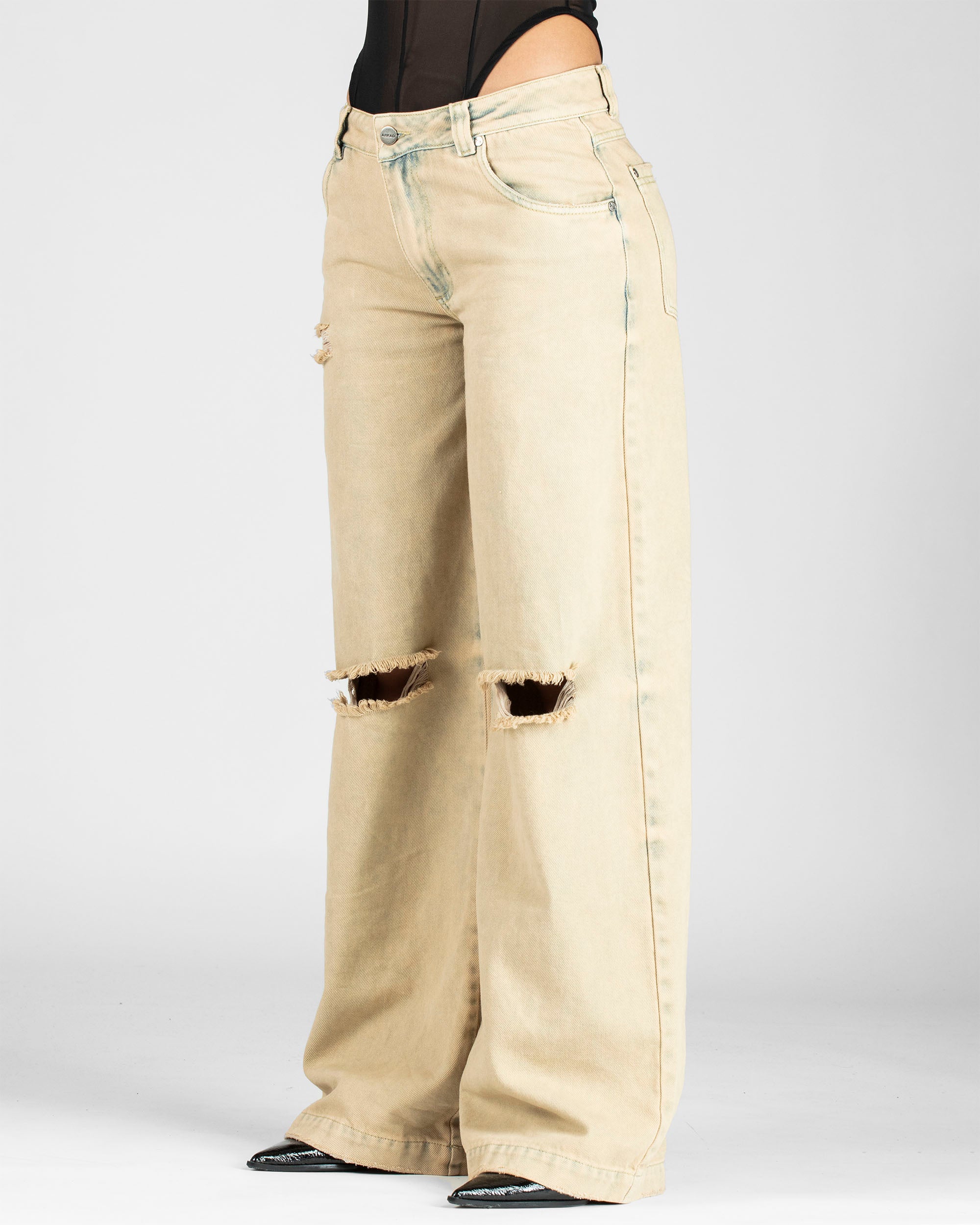 Washed Jean Caqui Destroyed Mujer