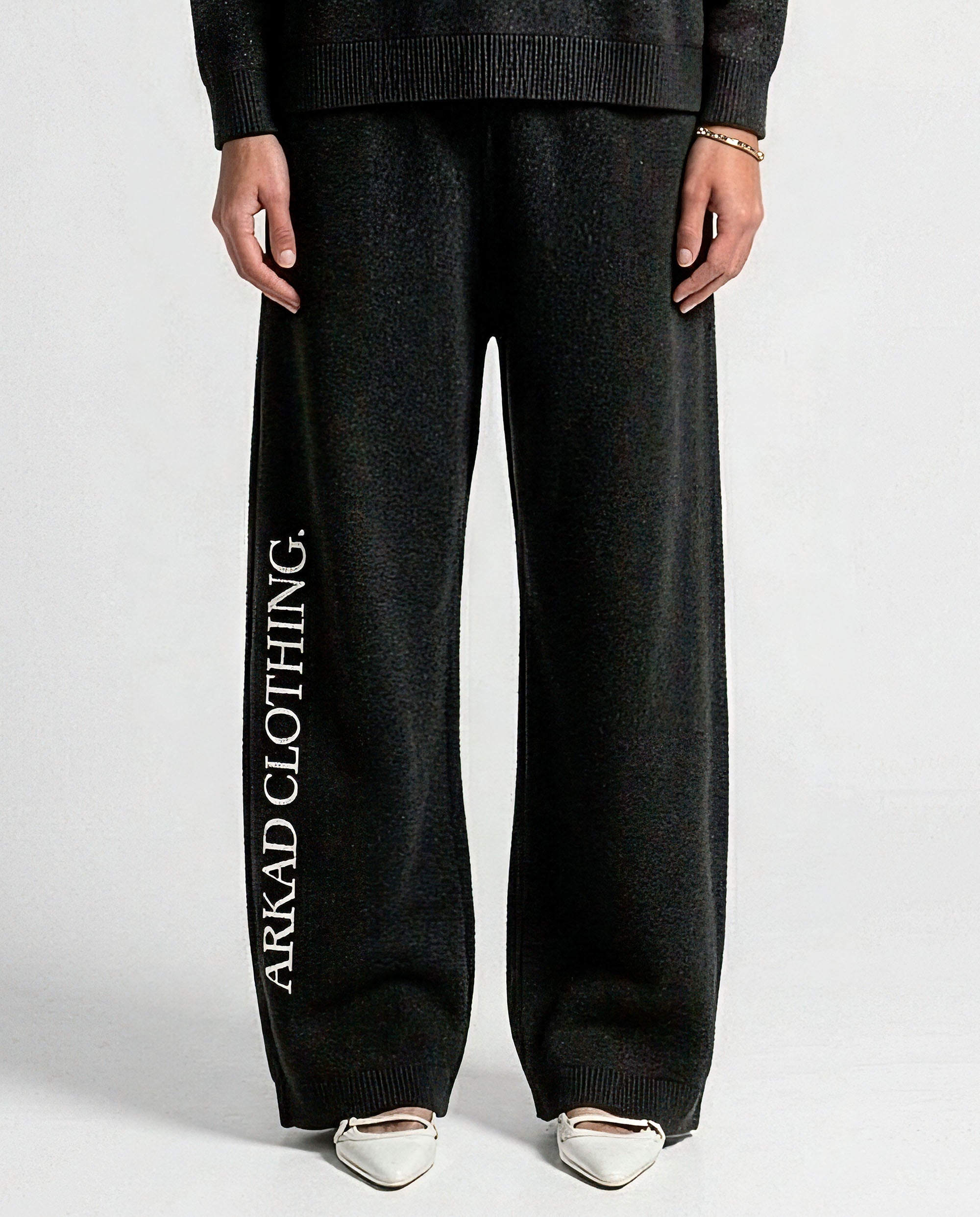 Knit Pant Negro Con Blanco - Unisex