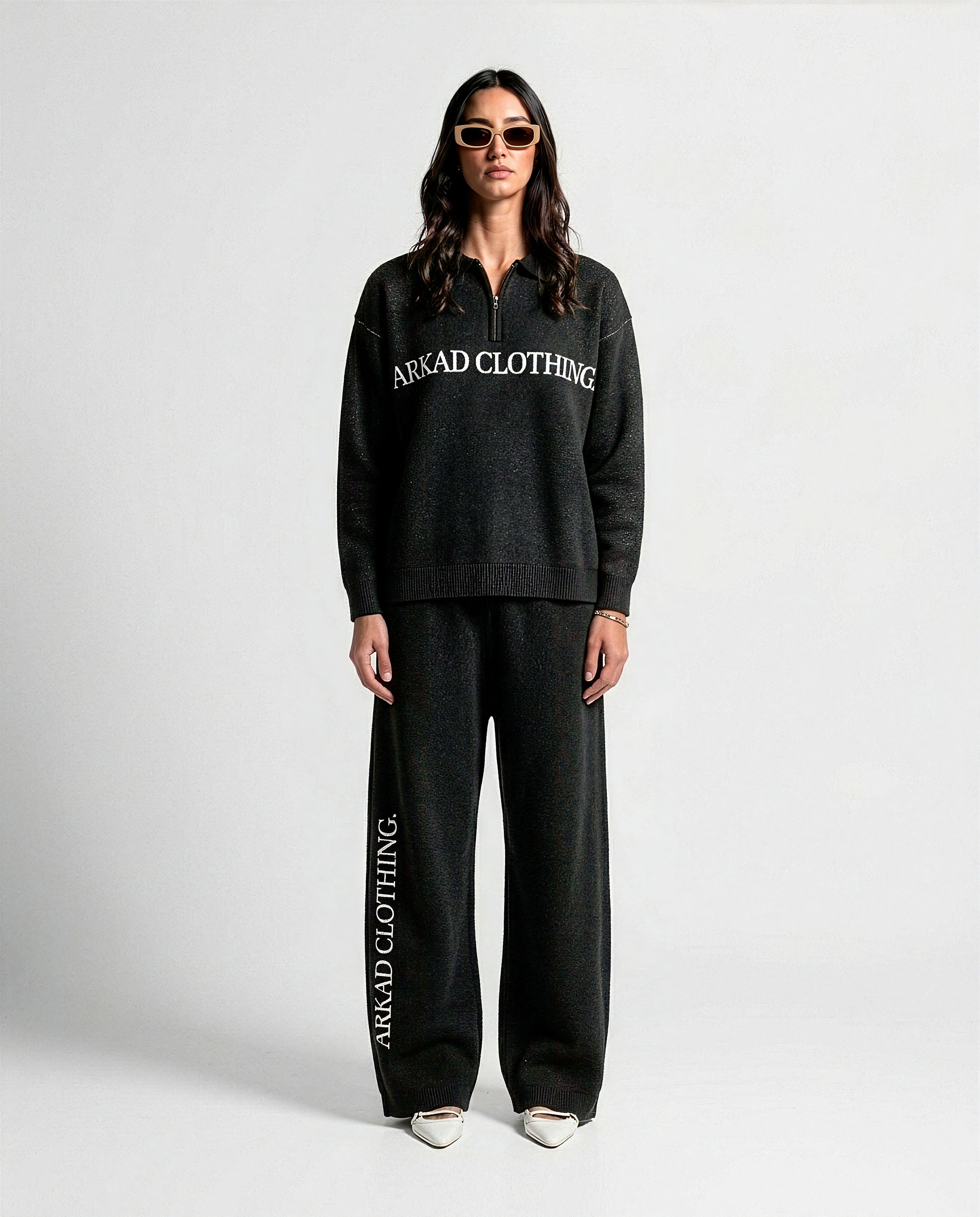 Knit Pant Negro Con Blanco - Unisex