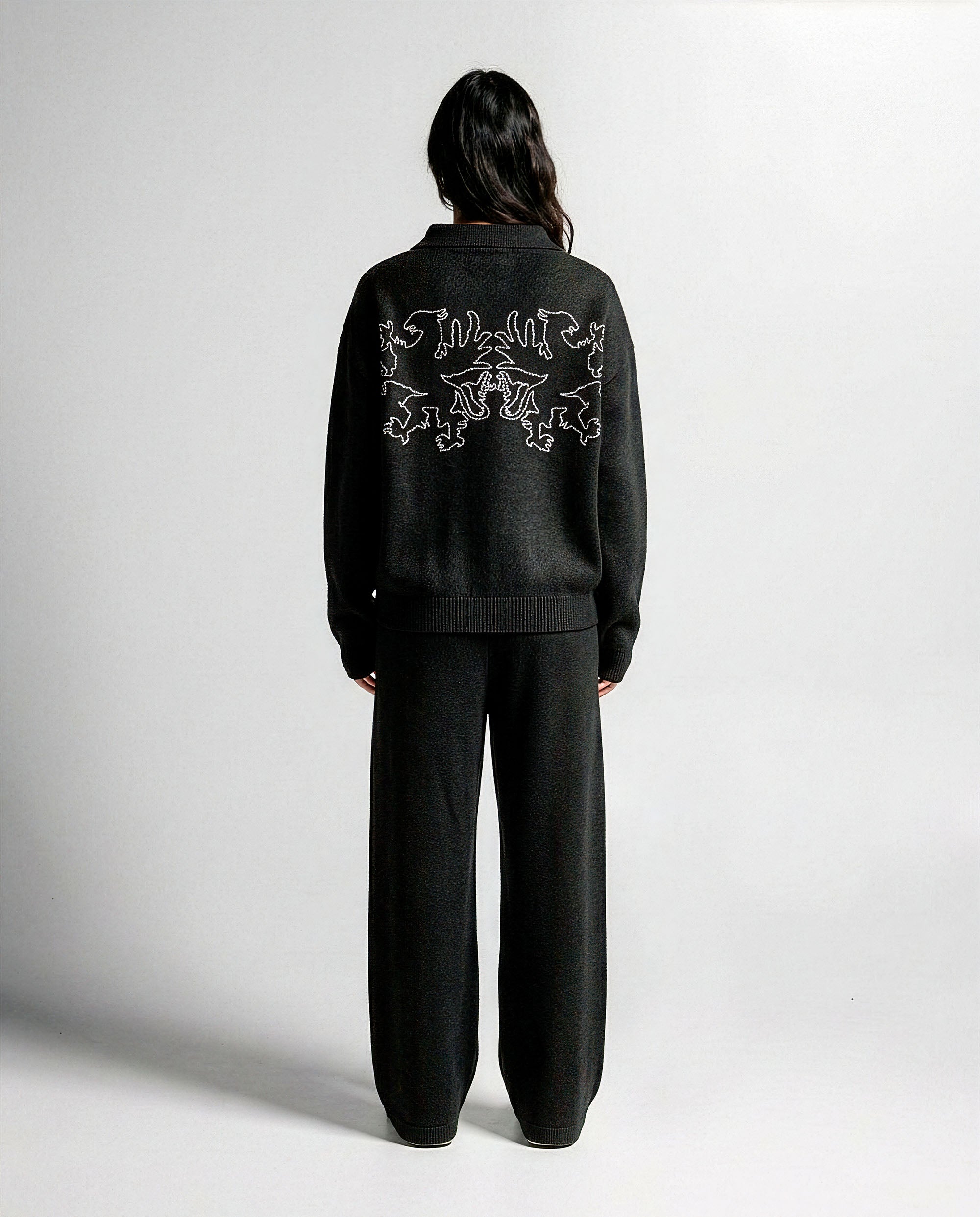Knit Pant Negro Con Blanco - Unisex