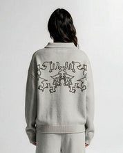 Knit Sweater Polo Gris Con Cafe - Unisex