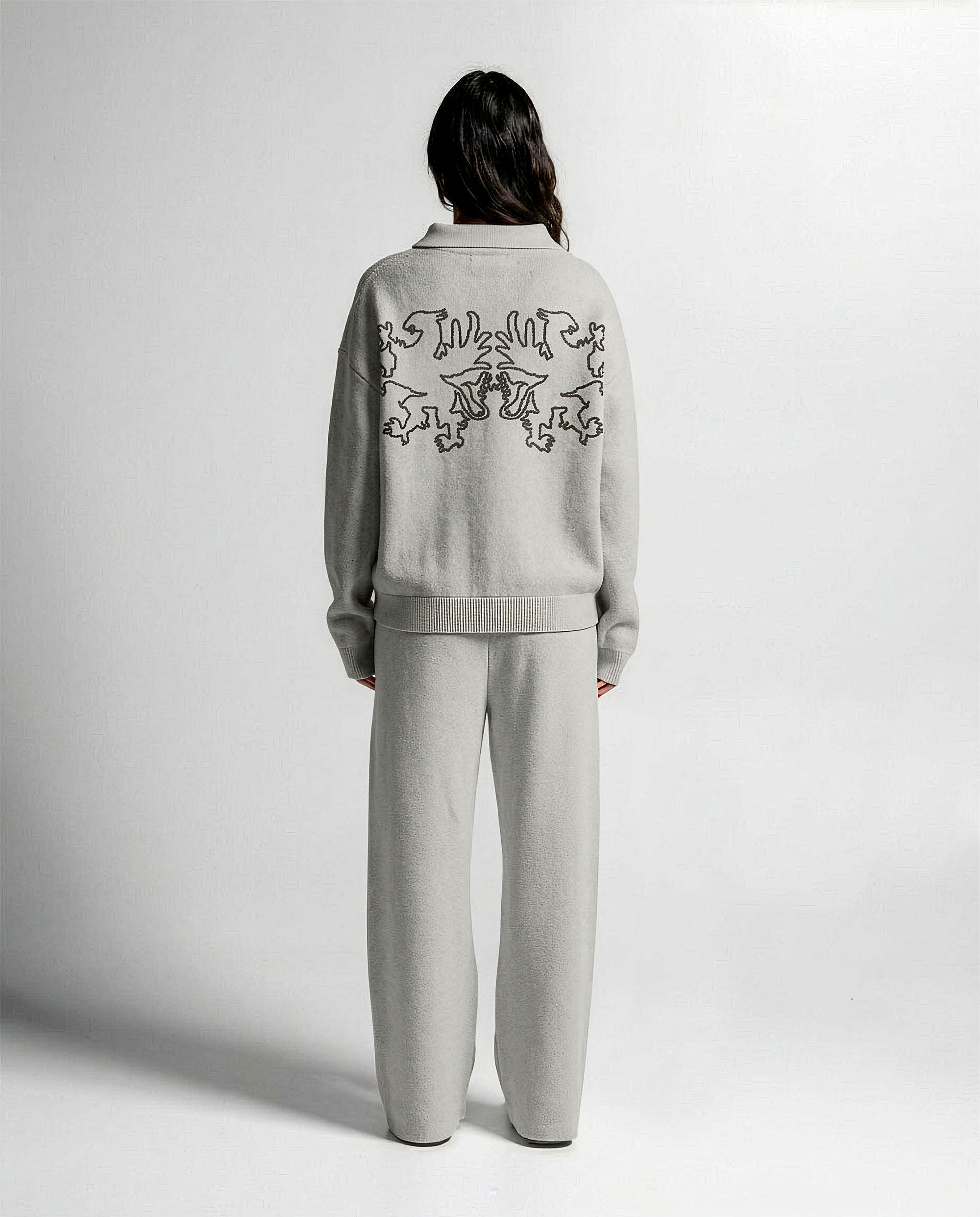 Knit Pant Gris Con Cafe - Unisex