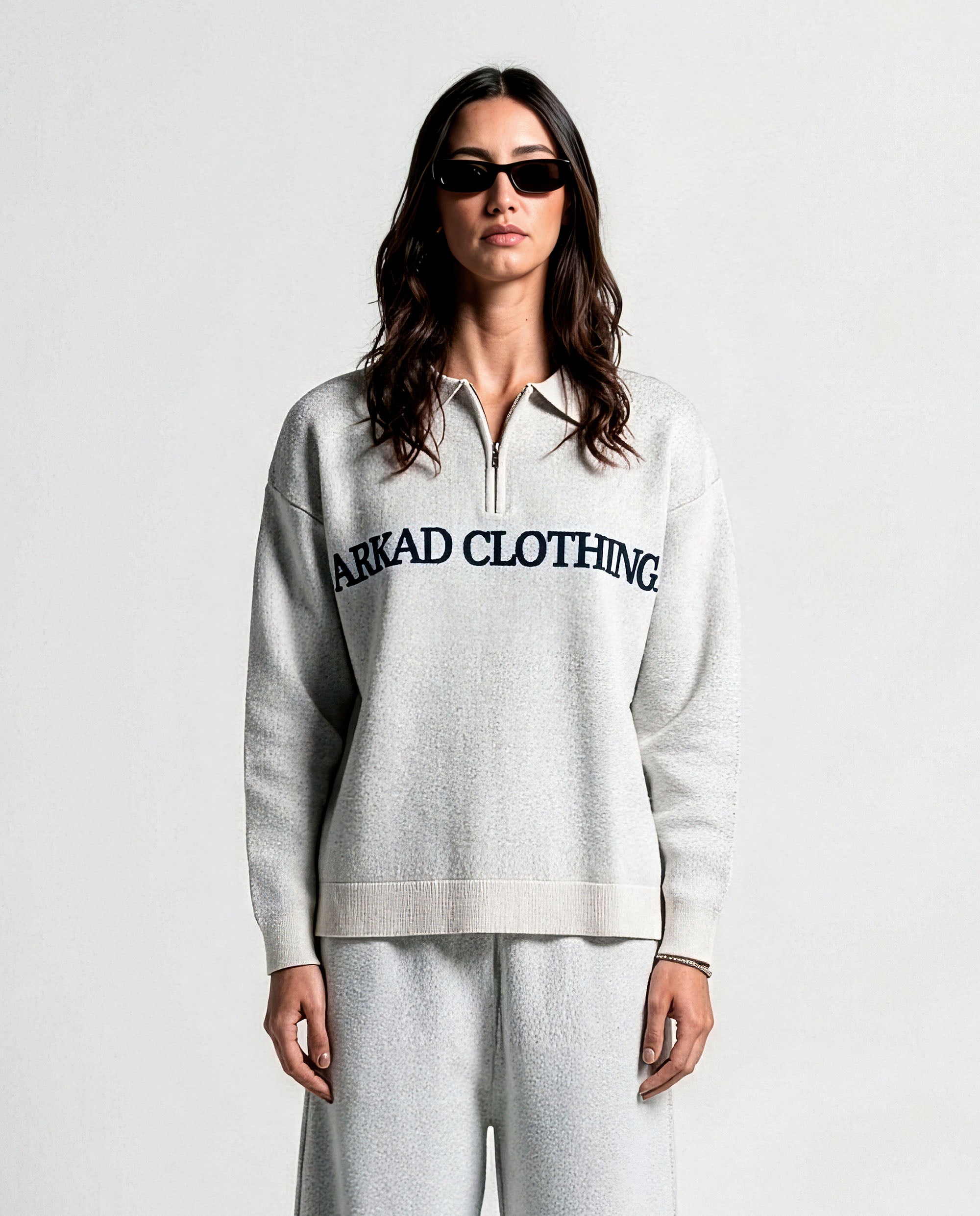 Knit Sweater Polo Blanco Con Azul - Unisex