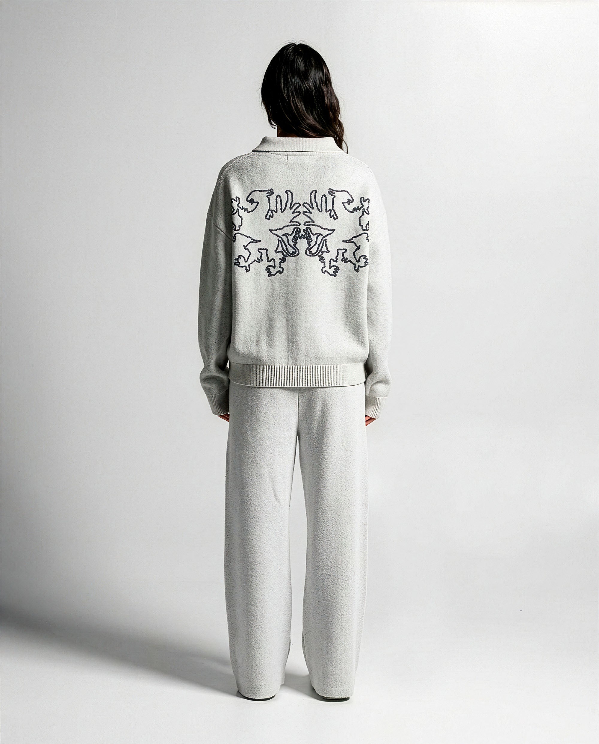 Knit Pant Blanco Con Azul - Unisex