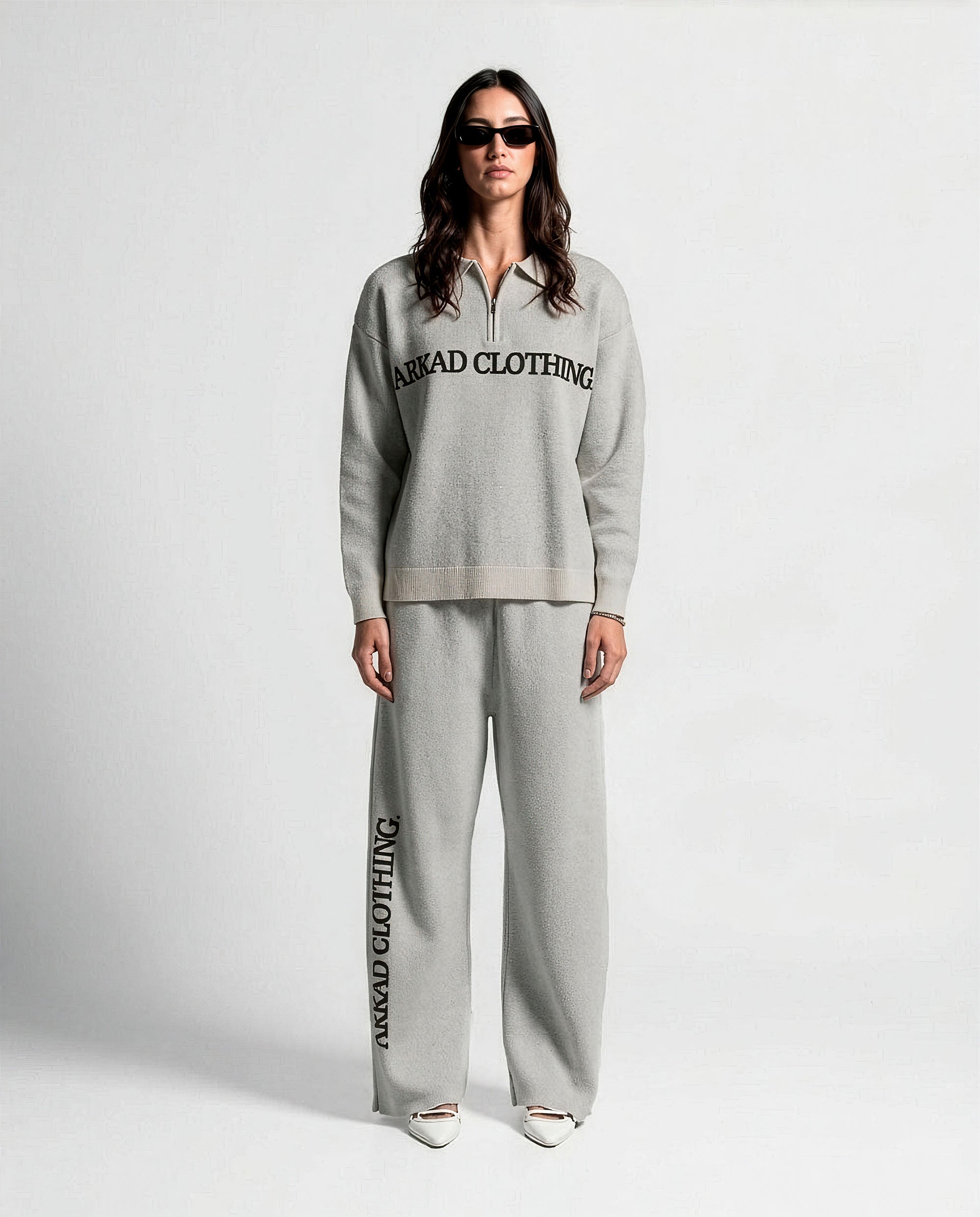 Knit Pant Gris Con Cafe - Unisex
