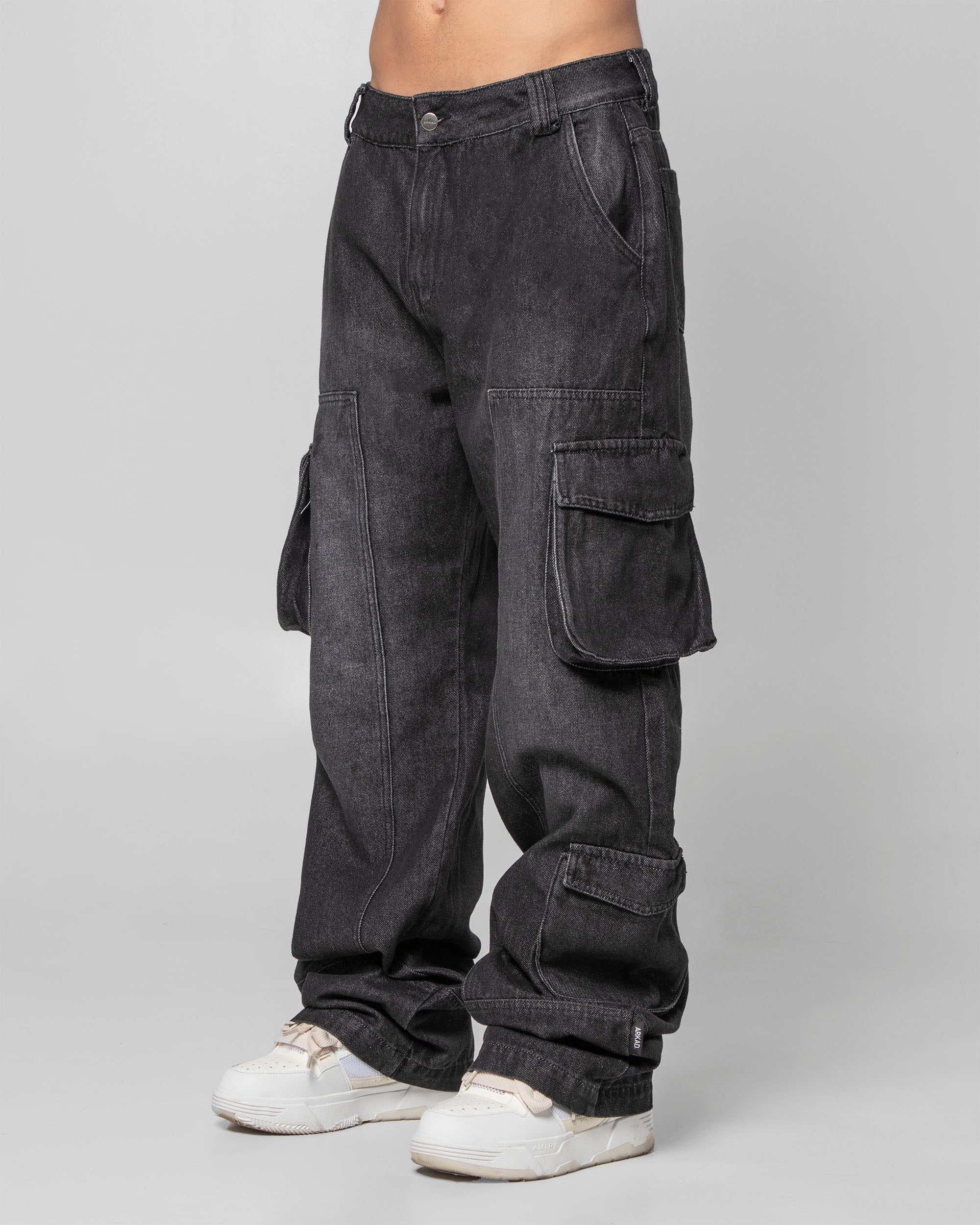 Denim Pant Cargo Negro