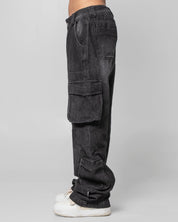 Denim Pant Cargo Negro