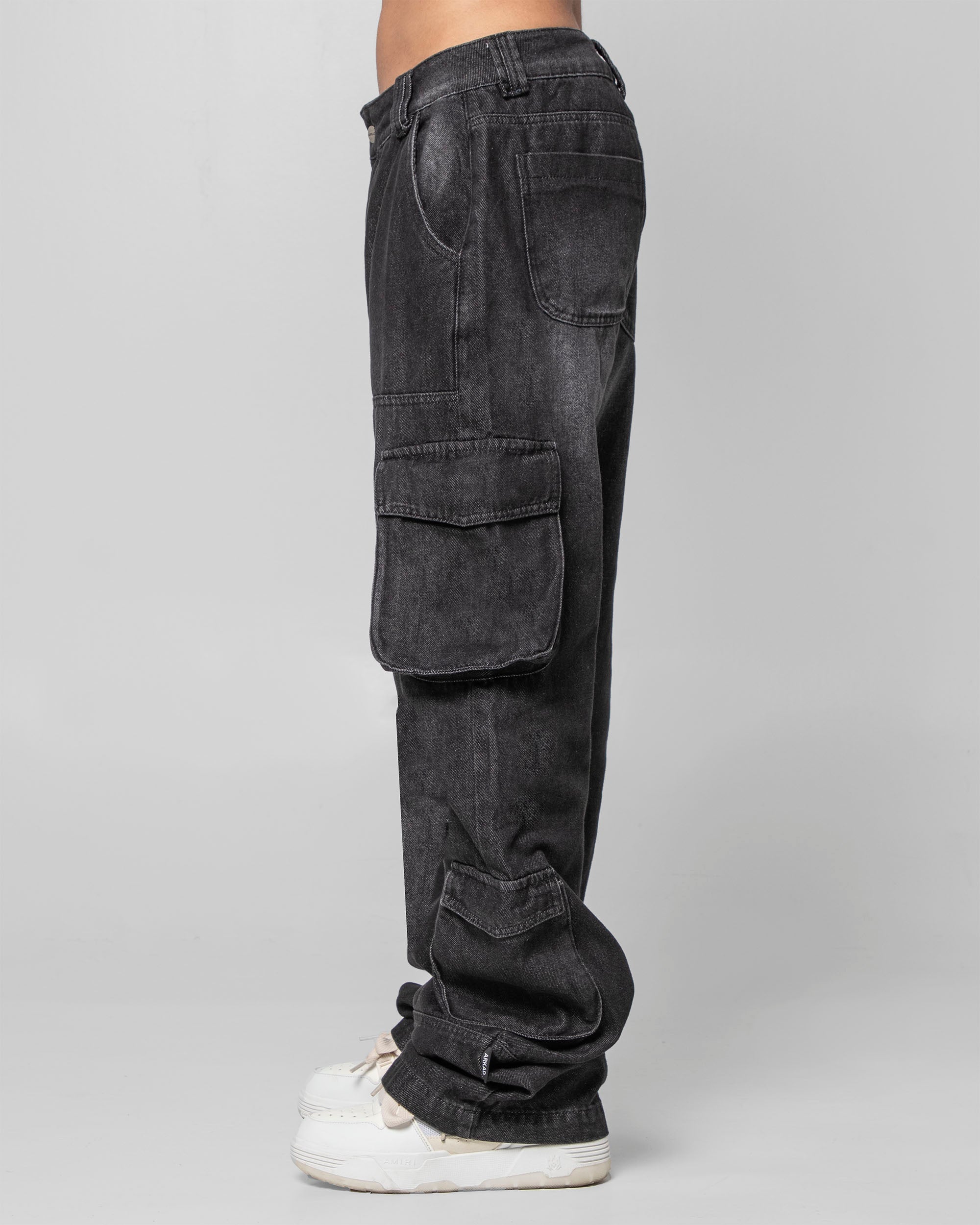 Denim Pant Cargo Negro