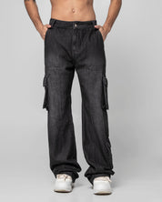 Denim Pant Cargo Negro