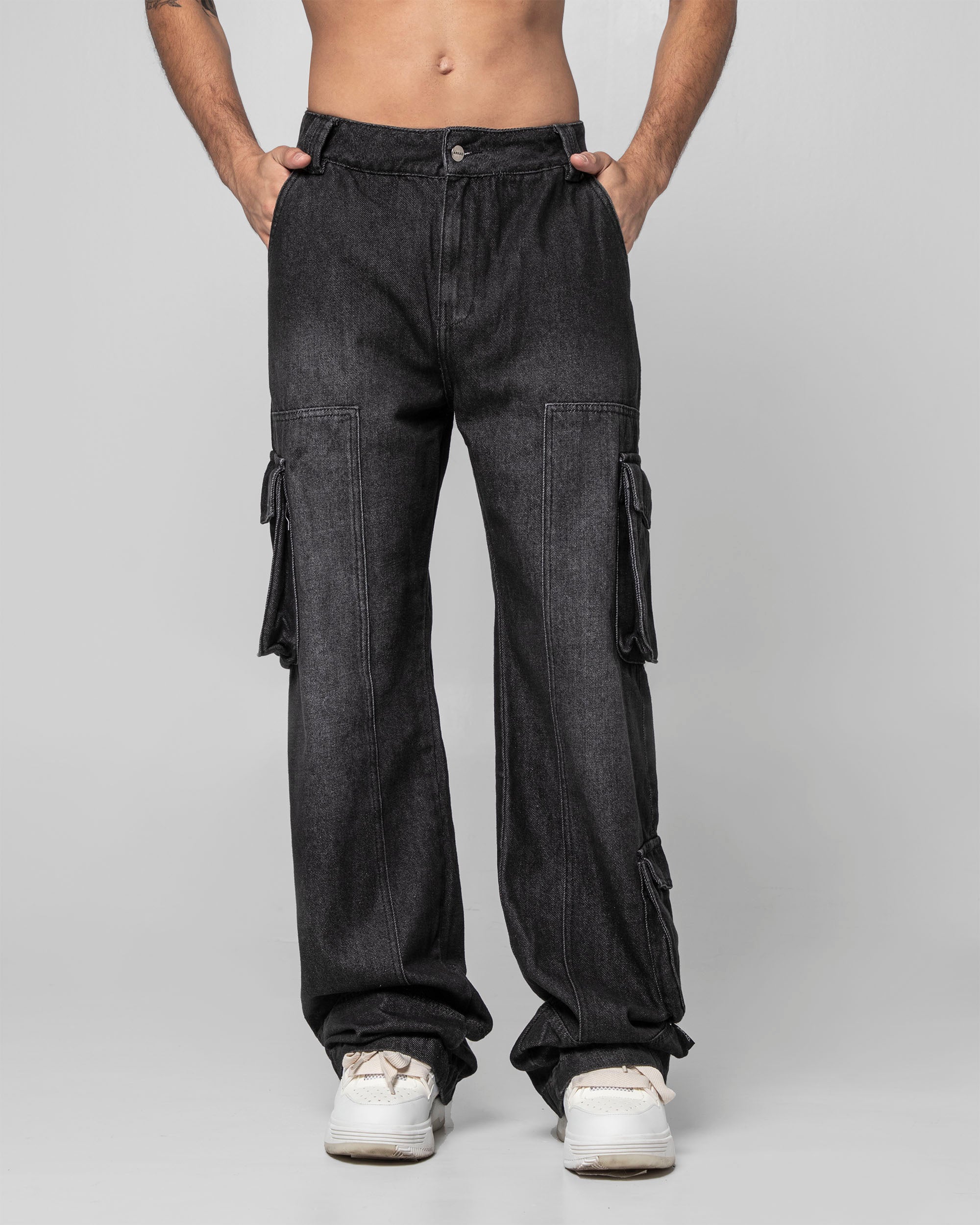 Denim Pant Cargo Negro