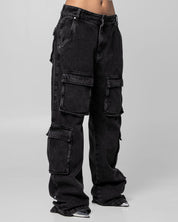Denim Pant Cargo Negro