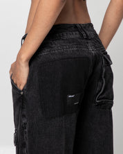 Denim Pant Cargo Negro