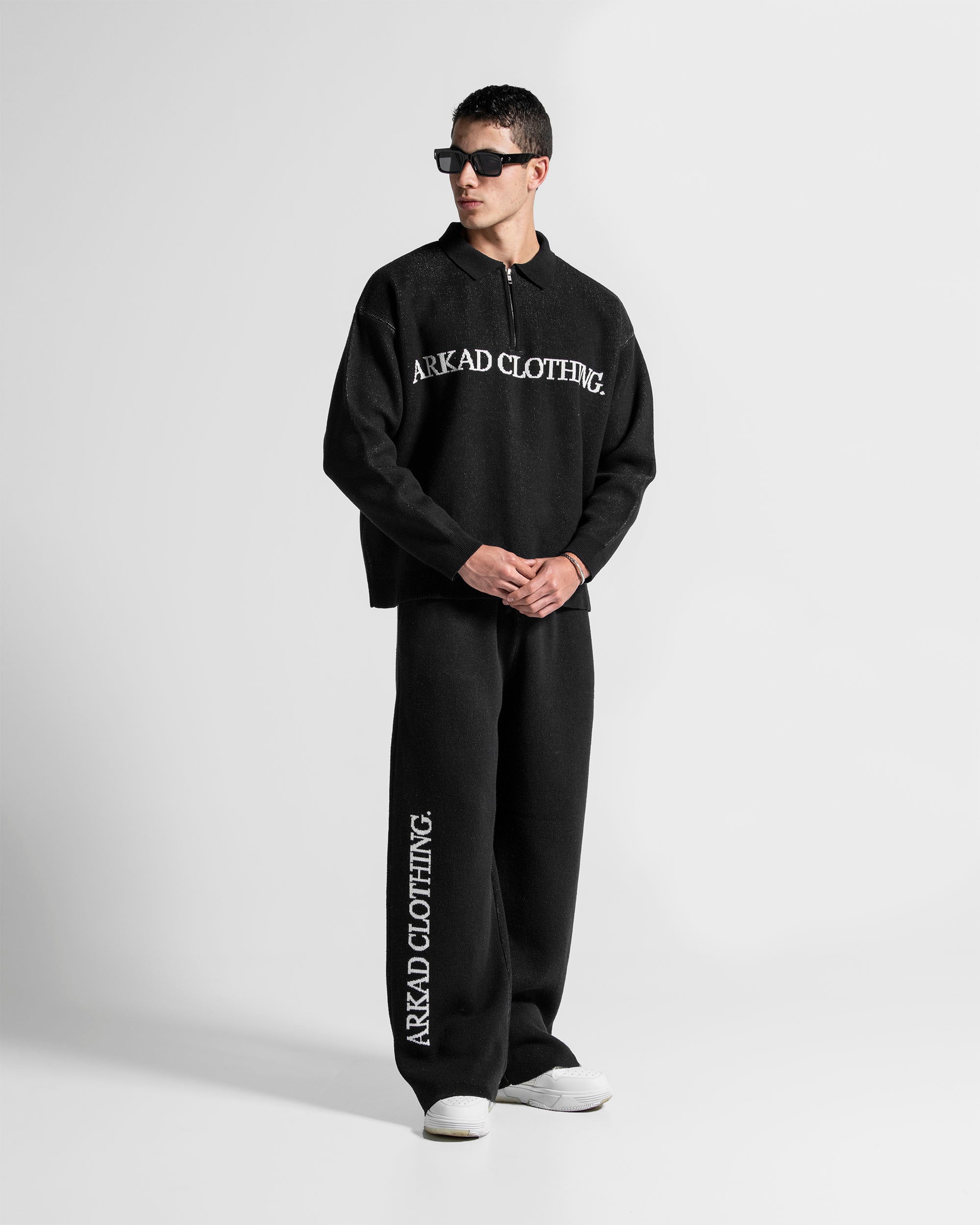 Knit Pant Negro Con Blanco