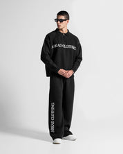 Knit Sweater Polo Negro Con Blanco