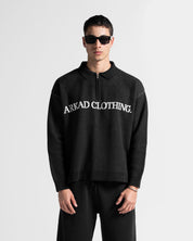 Knit Sweater Polo Negro Con Blanco