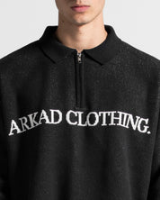 Knit Sweater Polo Negro Con Blanco