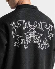 Knit Sweater Polo Negro Con Blanco