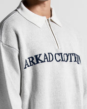 Knit Sweater Polo Blanco Con Azul - Unisex