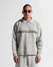 Knit Sweater Polo Gris Con Cafe