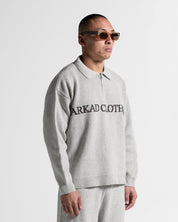 Knit Sweater Polo Gris Con Cafe