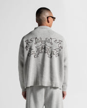 Knit Sweater Polo Gris Con Cafe