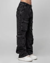 Denim Pant Cargo Negro