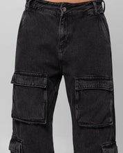 Denim Pant Cargo Negro