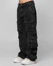 Denim Pant Cargo Negro