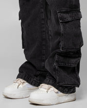 Denim Pant Cargo Negro