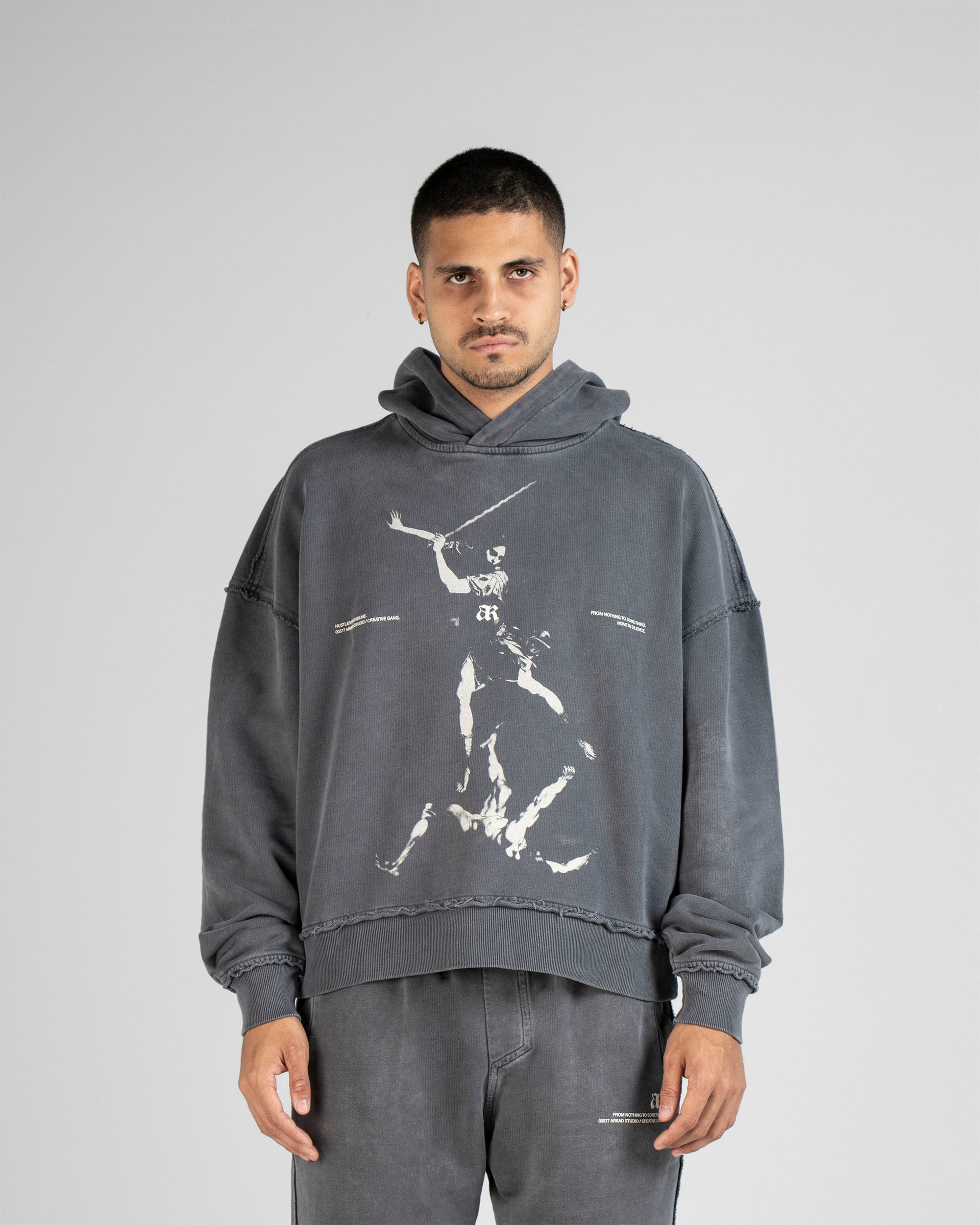 Hoodie Boxy Fit Gris Hustler
