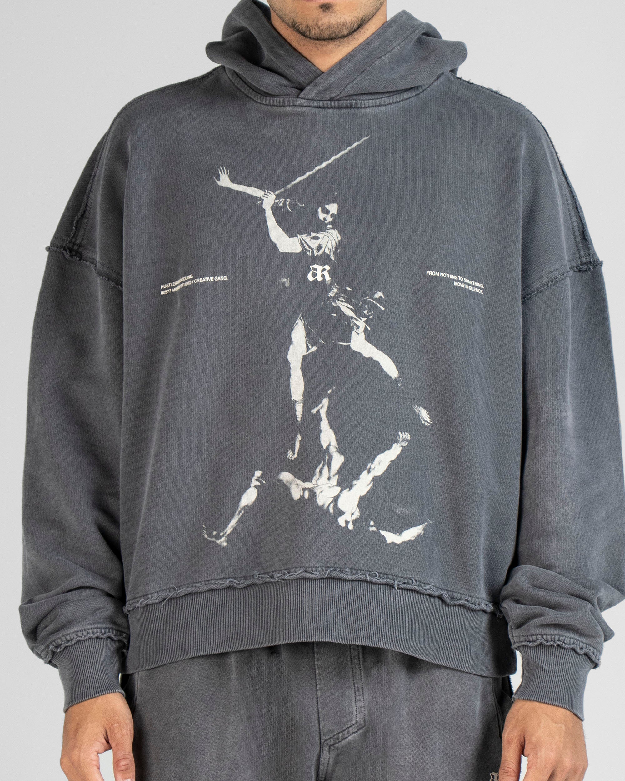 Hoodie Boxy Fit Gris Hustler